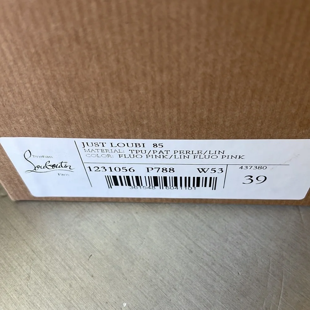 Christian Louboutin just loubi pink neon stiletto sandal pvc sz 39 85mm